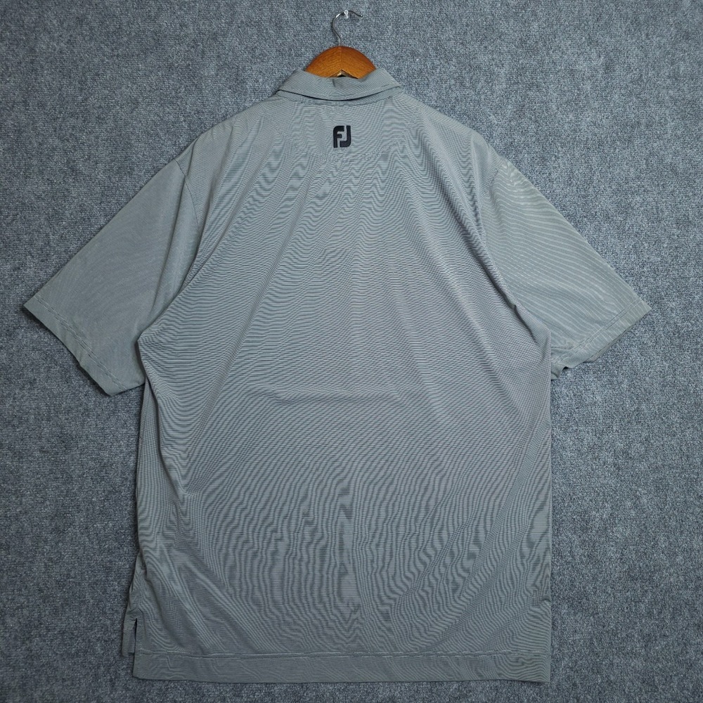 FootJoy FJ Golf Polo Shirt Mens XL Gray Striped Short‎ Sleeve Performance Tech - Picture 4 of 9